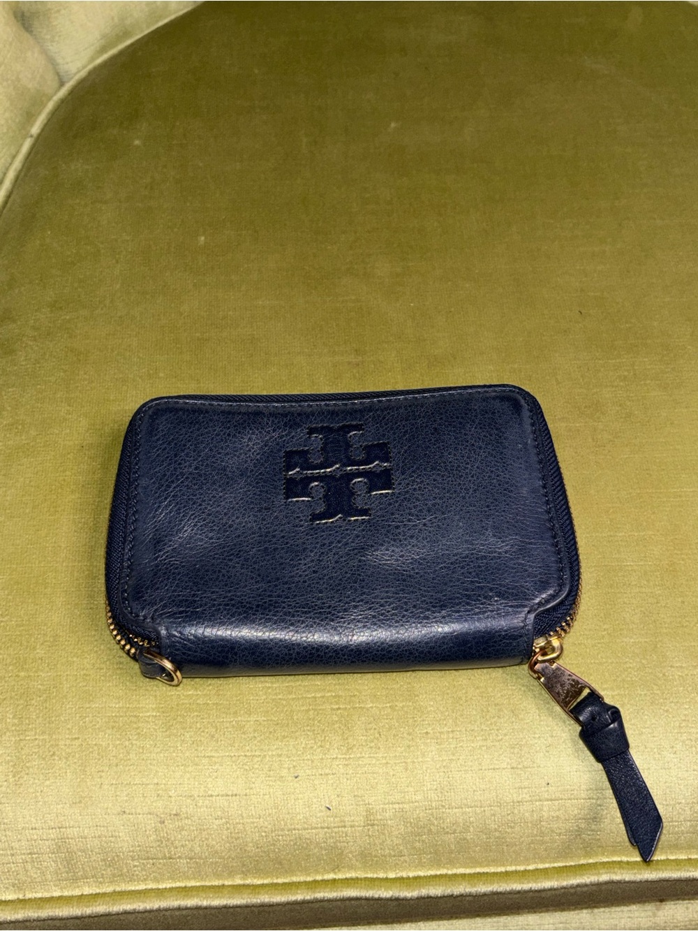 Tory Burch Women's Wallet Blue Leather Zip